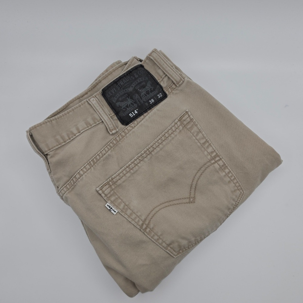 Levis 514 Chino Pants Mens 38x32 Straight Fit Tan Excellent Khaki Cotton Casual